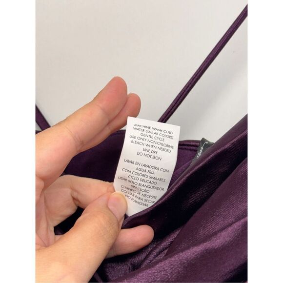 Speechless Pleated Side Slit Satin Gown Size Large Purple Lace‎ Up Maxi - Picture 12 of 12